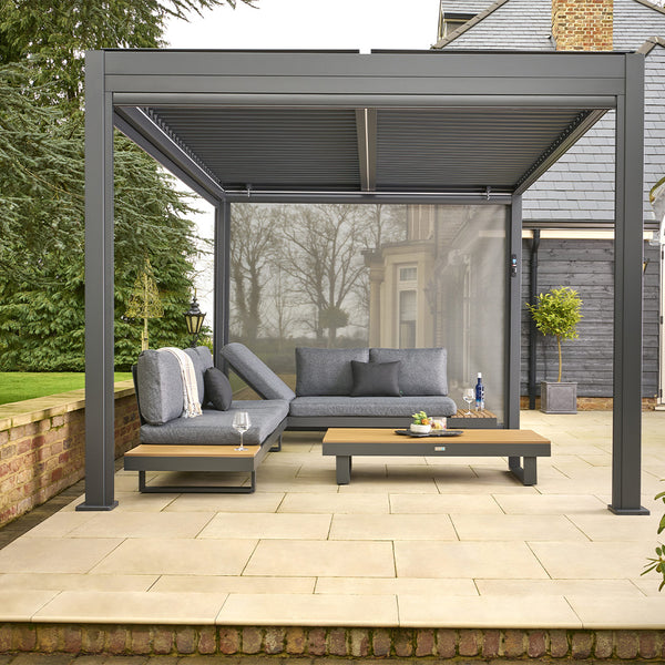 Modern anthracite garden pergola with side screens
