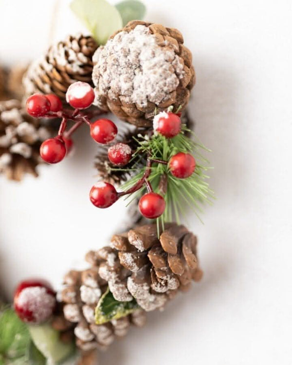 Farmhouse Christmas heart wreath with natural style foliage