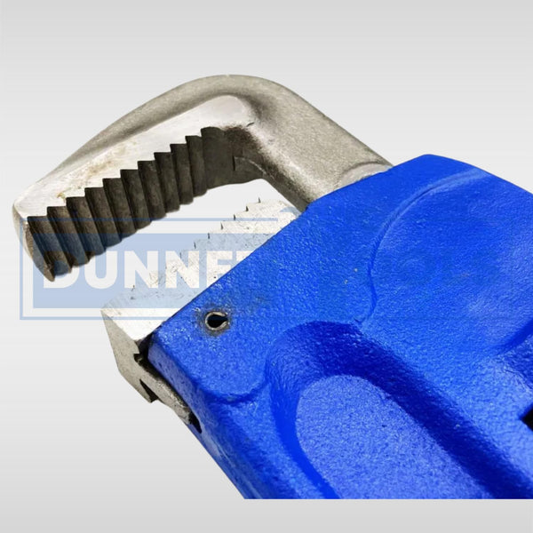 Carbon steel plumbing wrench for heavy-duty repairs.