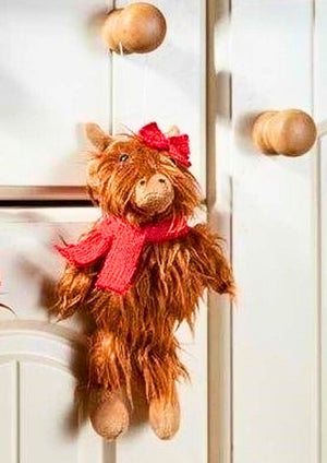 22cm plush Highland cow Christmas tree hanging ornament
