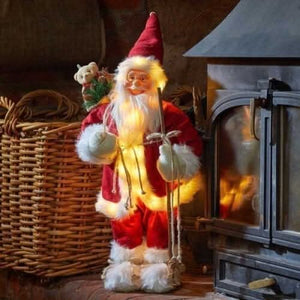 Light up Father Christmas decoration holding a festive present