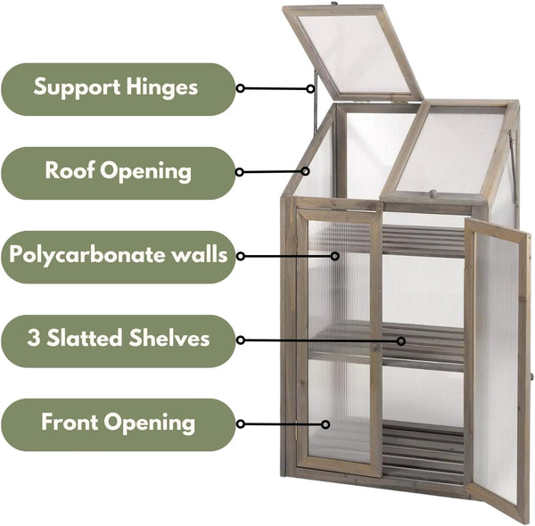 Garden cold frame with lift up roof