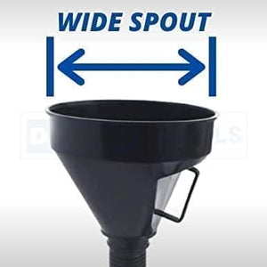 Black flexible funnel for automotive fluid transfer