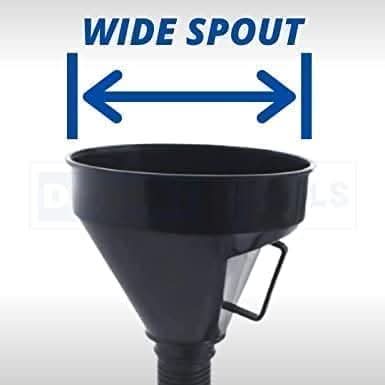 Black flexible funnel for automotive fluid transfer