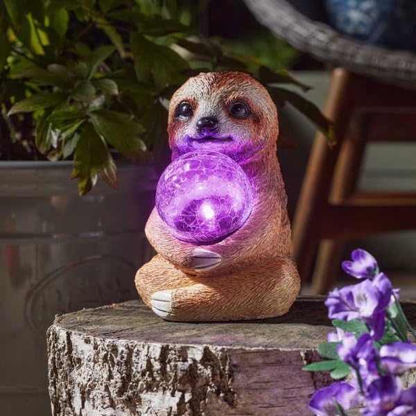 Solar sloth decoration with bright white LED option