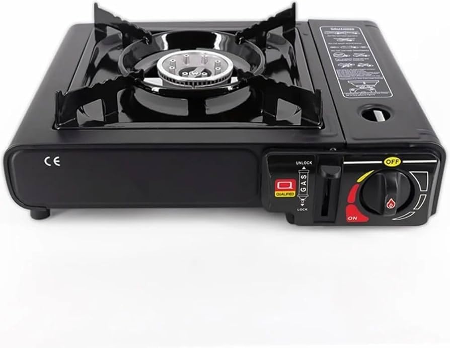 Portable butane camping stove with carry case