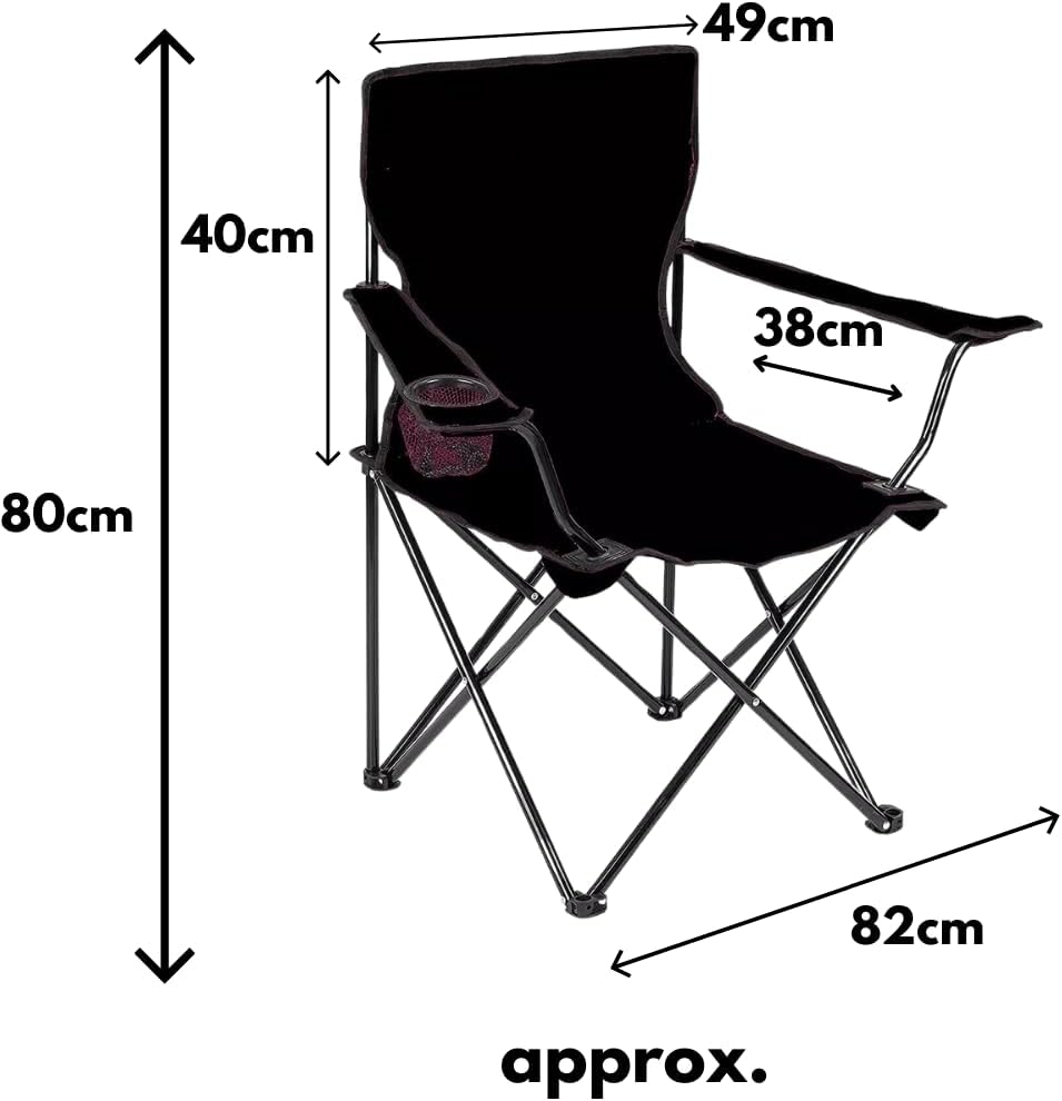 Heavy duty black folding camping chair