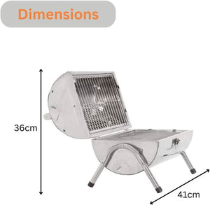 Portable stainless steel charcoal BBQ grill for garden and camping