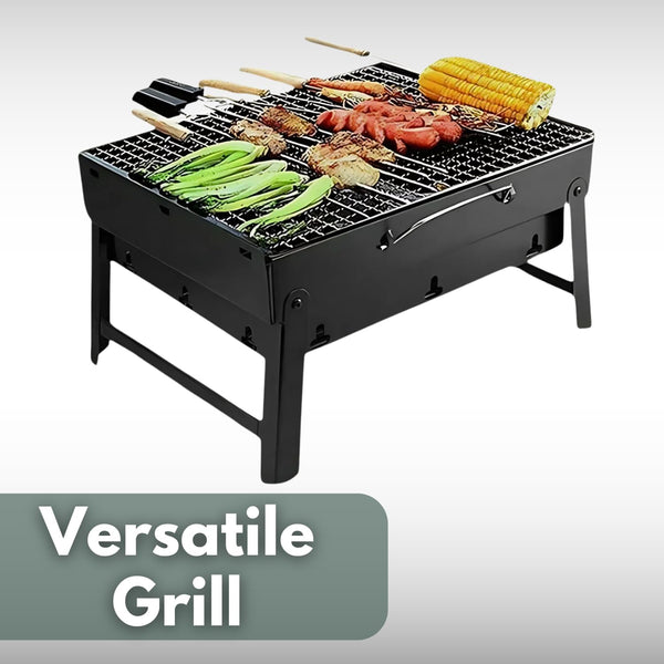 Foldable charcoal BBQ for picnics and camping