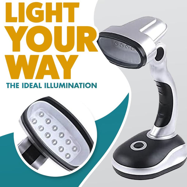 Adjustable desk lamp with 12 white LED bulbs