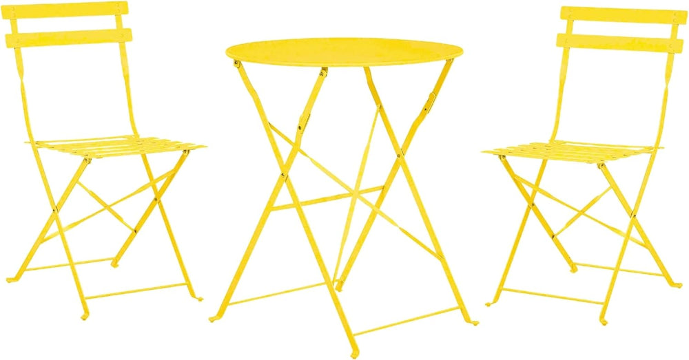 Round folding garden table with matching chairs