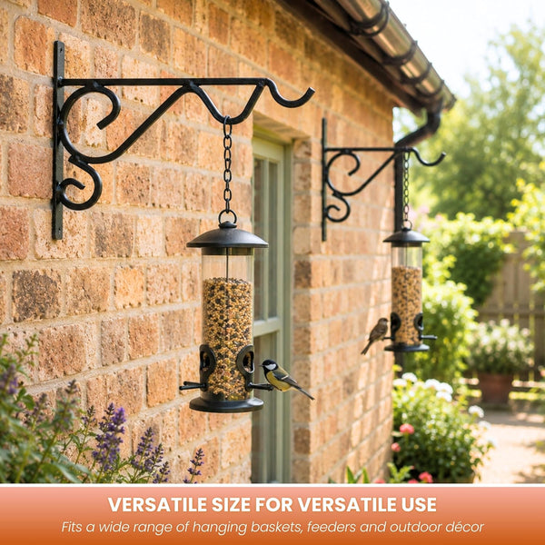 Black metal hanging planter brackets