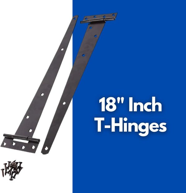 Long T hinges for shed and barn doors