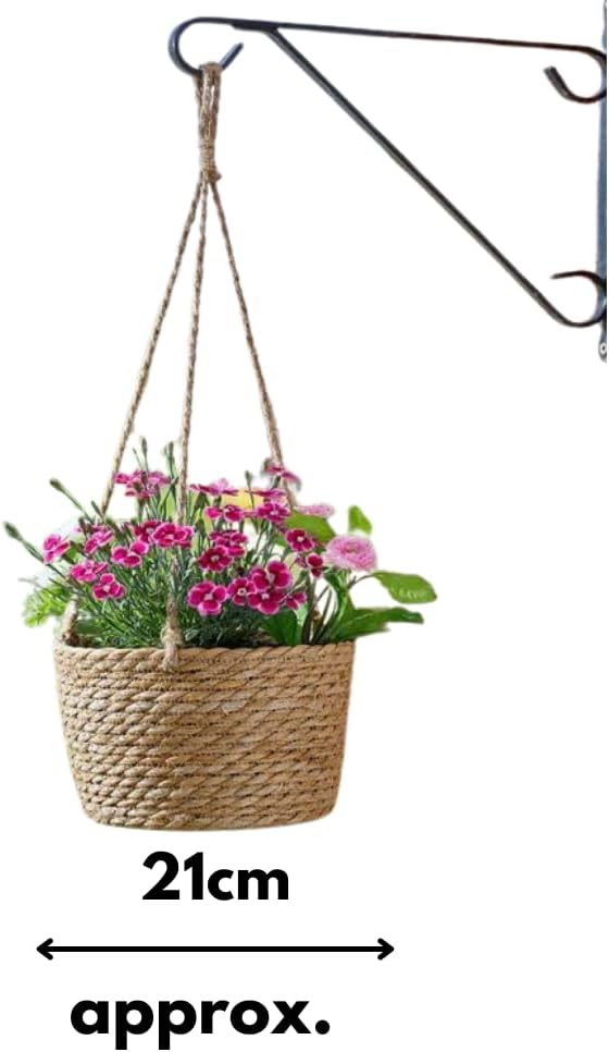 9 inch jute hanging flower basket planter