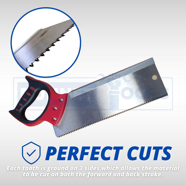Alloy steel tenon saw with reinforced back spine.