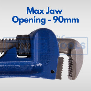 Professional Stilson wrench with rubberised grip handle.