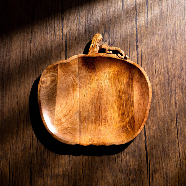 Mango wood tray styled with seasonal snacks