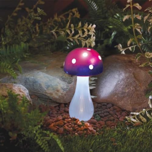 Purple mushroom solar stake light