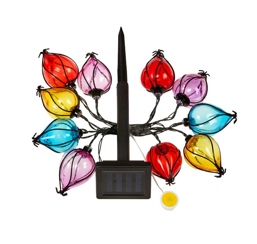 Balloon rainbow solar string lights with colourful decorative bulbs