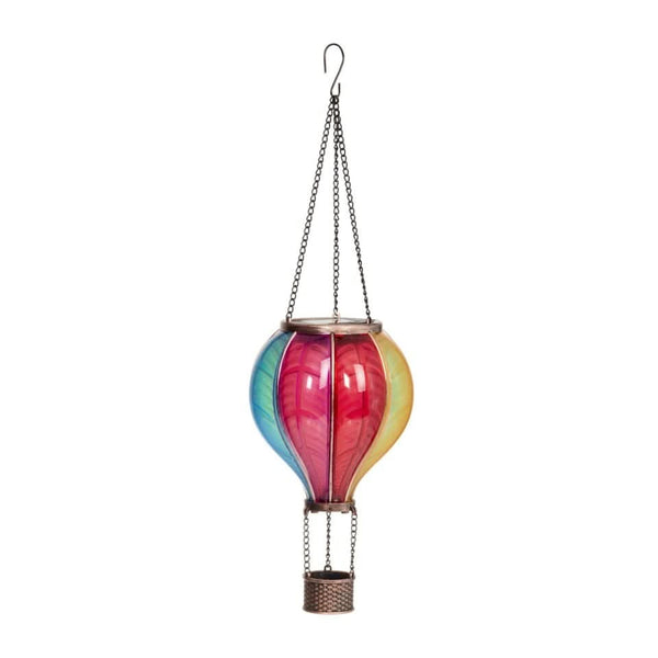 Solar balloon garden decoration illuminated at night