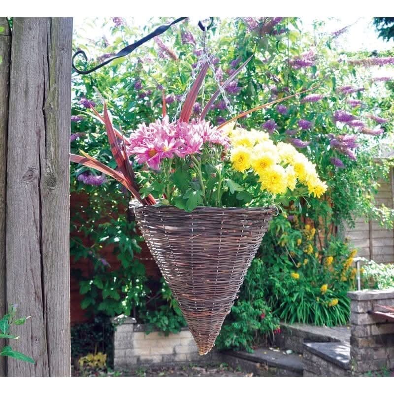 12 inch rope rattan cone hanging basket