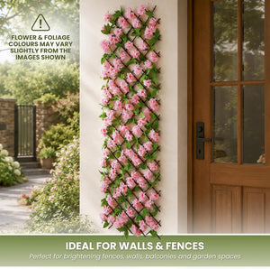 Decorative artificial flower wall trellis for patio