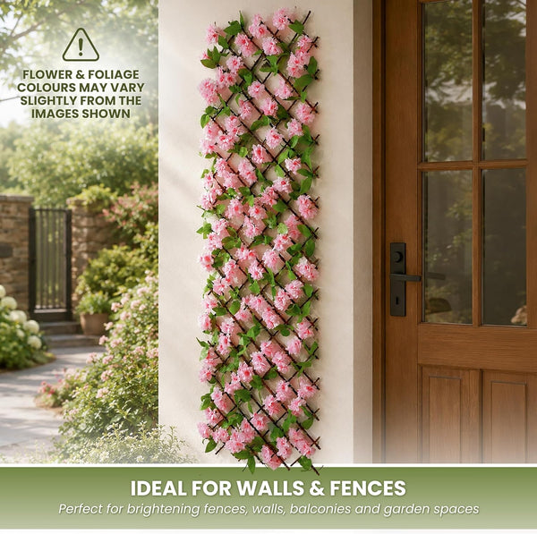 Decorative artificial flower wall trellis for patio