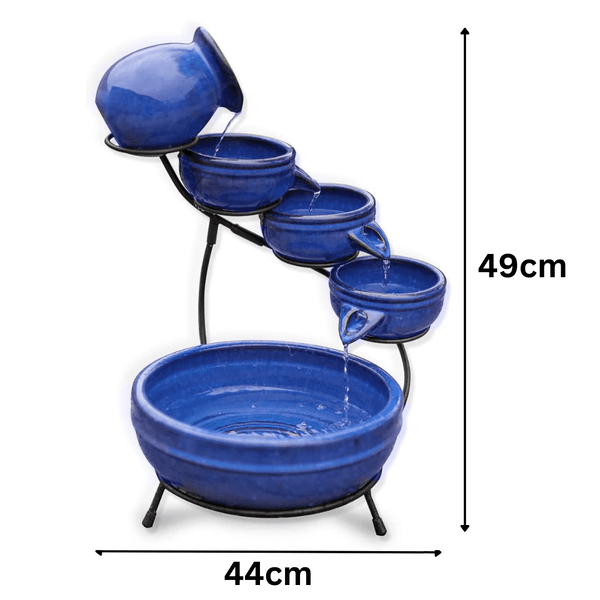 Solar water feature displayed in a garden seating area