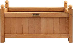 Wooden flower box for herbs and decorative plants.