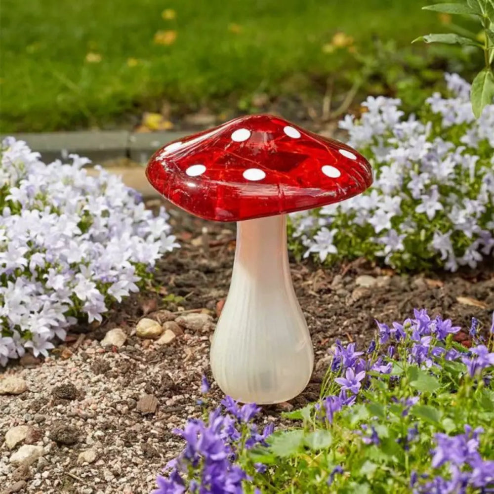 Red mushroom solar LED light