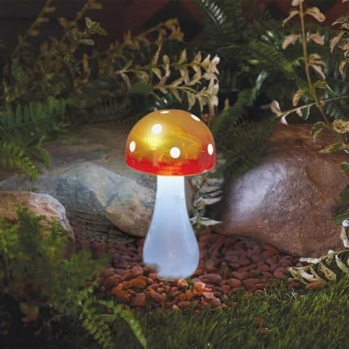 Red mushroom solar stake light