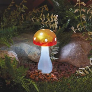 Red mushroom solar stake light