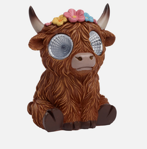 Resin Highland cow ornament with long hair and horns