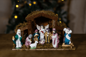 Traditional Christmas stable ornament with detailed figures