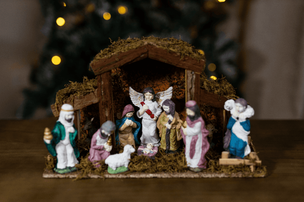 Traditional Christmas stable ornament with detailed figures