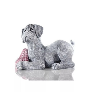 Resin puppy garden statue with illuminated shoe