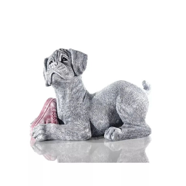 Resin puppy garden statue with illuminated shoe