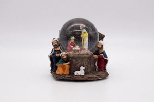 Glass and resin nativity snow globe decoration