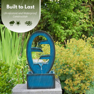 Solar garden fountain with remote panel.