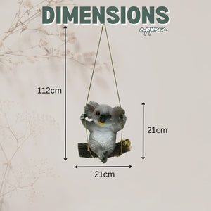 Hanging koala garden ornament shown from front