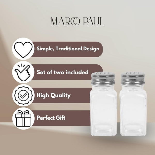 Classic glass condiment shakers for restaurant tables