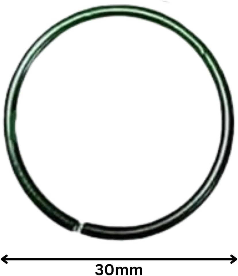 Green plastic coated plant support rings for garden use