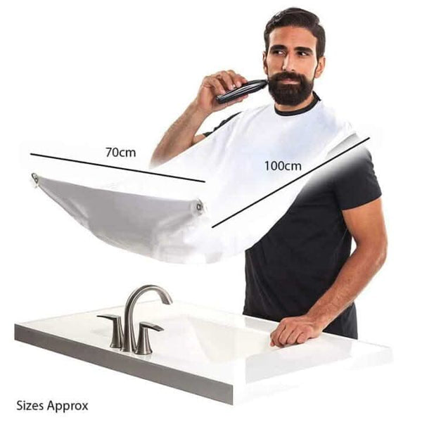 Beard catcher attached to mirror with two suction cups