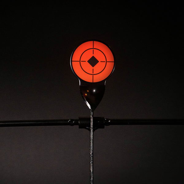 Freestanding metal target measuring 27cm wide