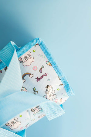 Insulated blue cooler bag for school lunches