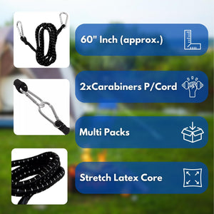 weather resistant bungee cord with metal clips