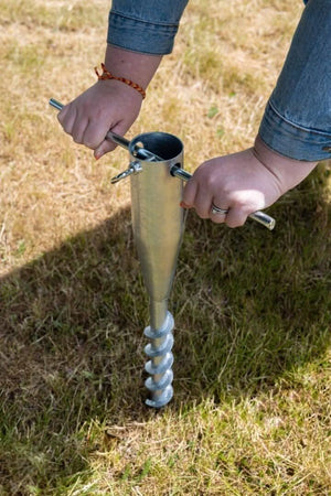 Heavy duty metal ground anchor for outdoor poles