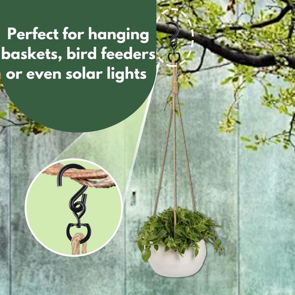Black metal hooks for wind chimes and lanterns