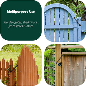 Surface-mounted self-closing gate spring hardware.