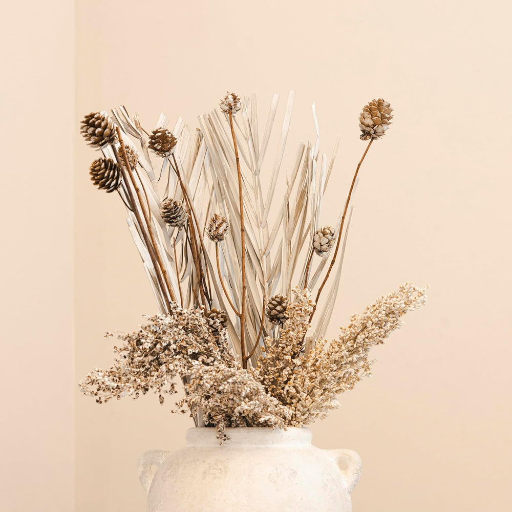 Rustic white dried flowers arrangement